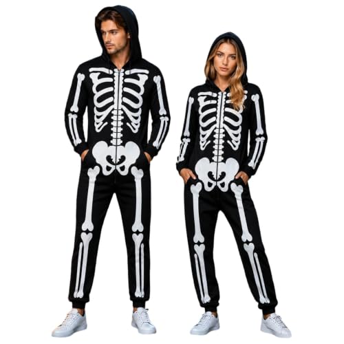 Générique Deguisement Halloween Homme Femme Skelett Onesie E