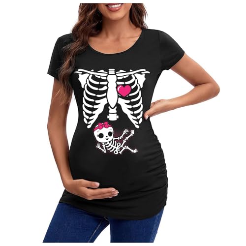 T-Shirt Femme Halloween Design Squelette pour Femmes Enceint