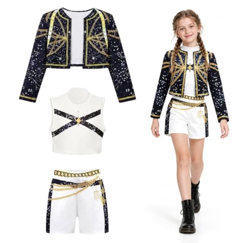 K-P0p Dem0 Cosplay Enfants Deguisement:3Pcs Costume Kpop Enf