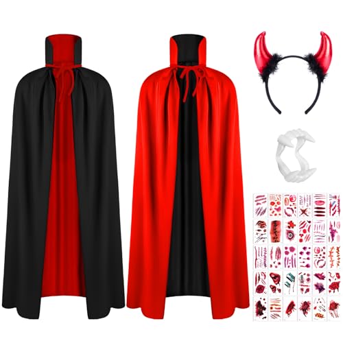 AOOWU Cape à Capuchon Double Face Vampire Adulte, Polyester 