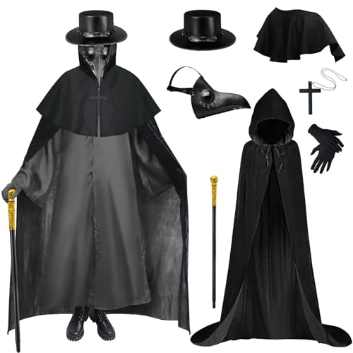 Dhnvcud Costume Médecin de la Peste Deguisement Halloween Ad