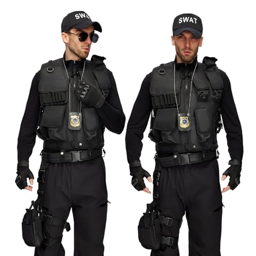 EinZeugnik Ensemble Costumes Swat Homme, Gilet Swat Security