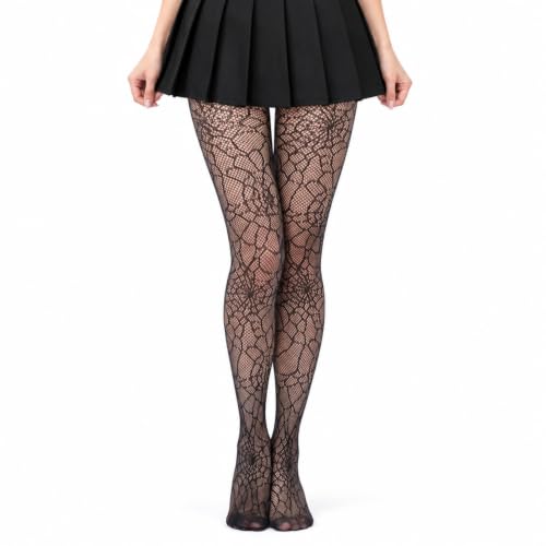 Collants Halloween Femme, Résille Toile dAraignée Noire Cost
