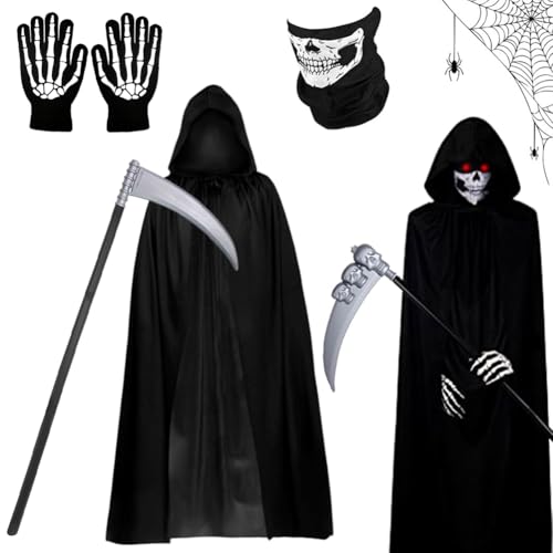MIFKLMV Costume de Faucheuse dHalloween, 4 pièces comprend M