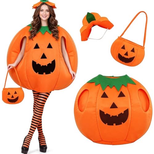 DERAYEE Lot de 3pcs Costume Citrouille dHalloween avec Chape