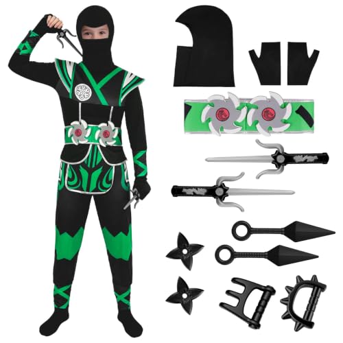 BSBUY Déguisement Ninja pour Enfants, Ensemble de Costumes d