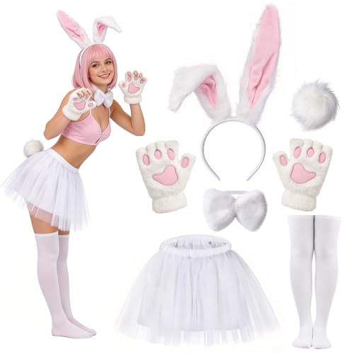 Beipegin Déguisement Lapin Femme Oreilles de Lapin Jupe Tutu
