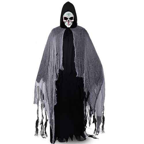 HERMORRYSS Déguisement Faucheuse, Costume de Fantômes Adulte