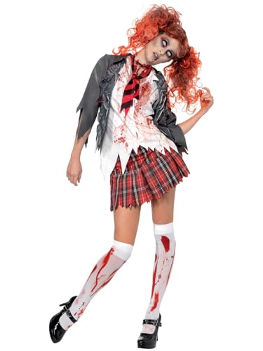 Smiffys Costume écolière zombie horreur High School, Gris, a