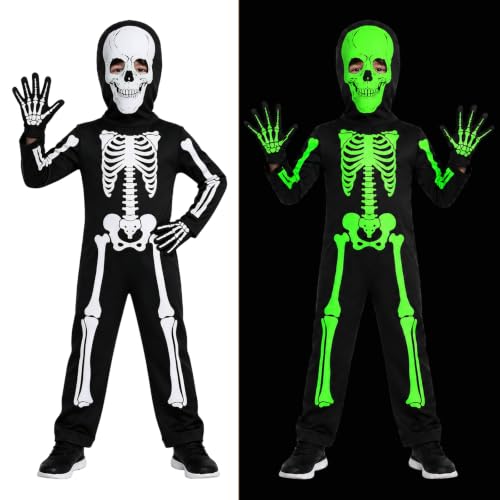 BOFITENG Déguisement Squelette Enfant Lumineux, Costume Sque