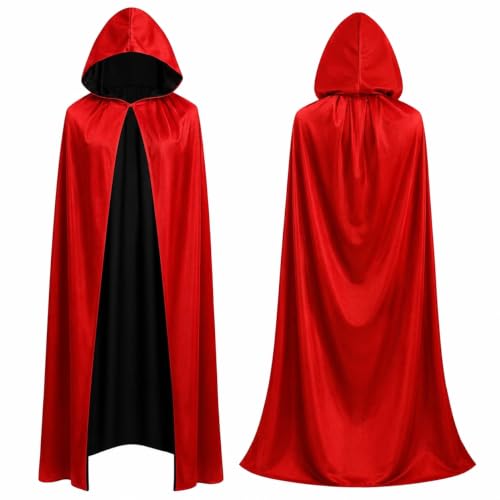 FASCHINFEVER Cape avec capuche rouge et noir – Pour Hallowee