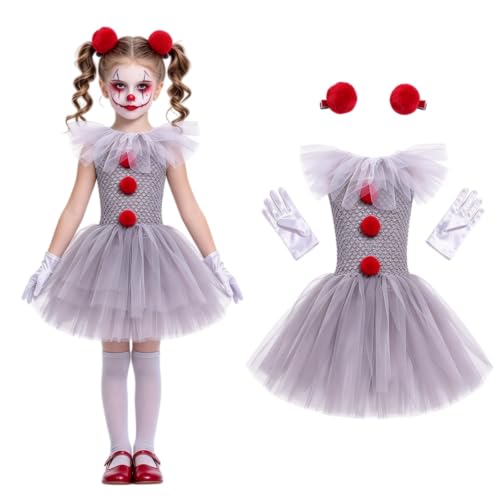 Déguisement Clown Fille Enfant, Robe Bouffante avec Bandeau 