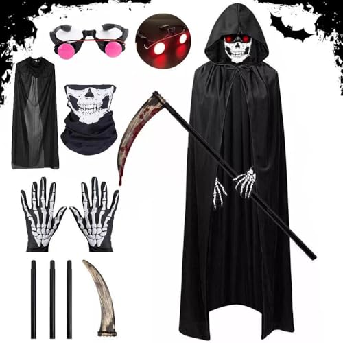 QUUGAR Cape de Mort Noire,Costume de Vampire,Lot de 5 Costum