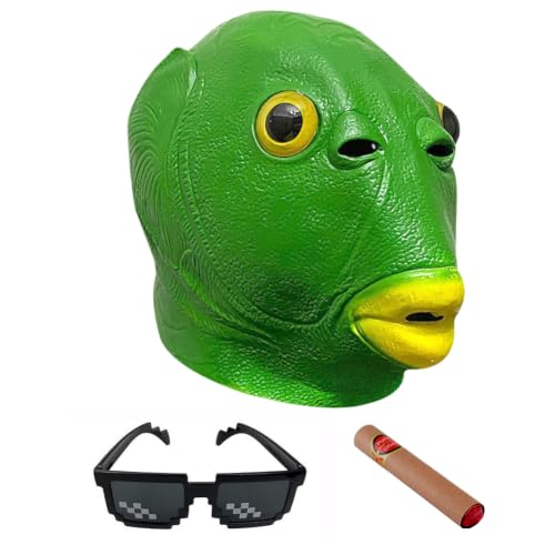 ZesGlyxyr Halloween Vert Masque de Poisson, Halloween Animal