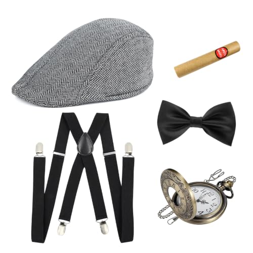 FVBKCOT 5 Pièces Costume Gatsby Années 1920 pour Homme, Kit 