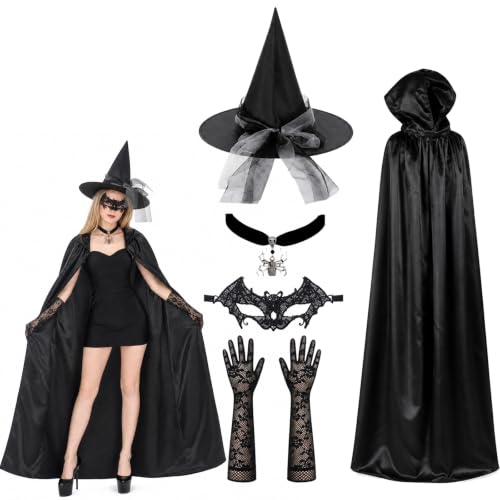 Deguisement Sorciere Femme 5 Pièces, Deguisement Halloween F