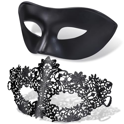 SIQUK 2 Pièces Masque Vénitien Couple Masque de Mascarade Ba