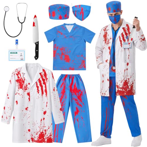 HIULLEN Deguisement Medecin Zombie Homme,Déguisement Chirurg