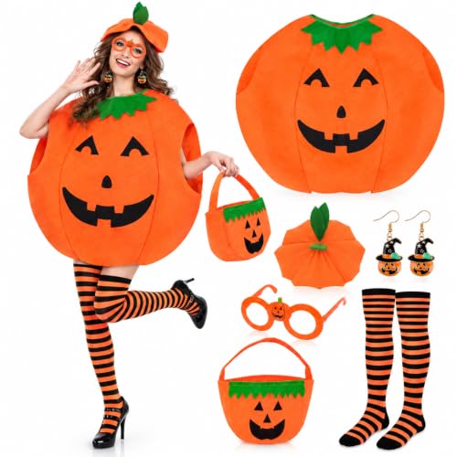 Kkluno 6 Pièces Deguisement Citrouille Adulte, Costume de Ci