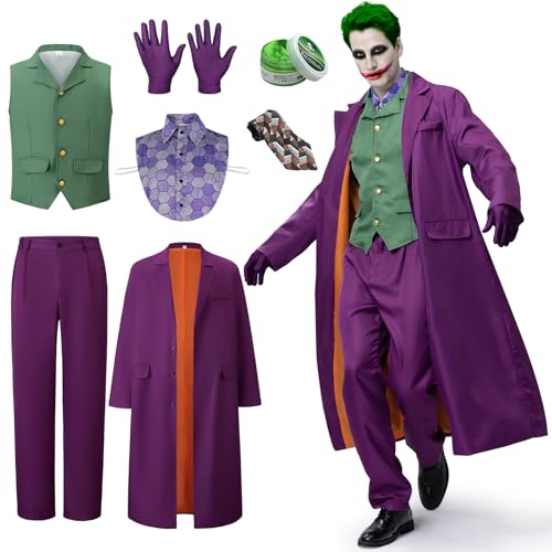 IEEILULU Deguisement Joker Hommes, Costume Clown Tueur Horre