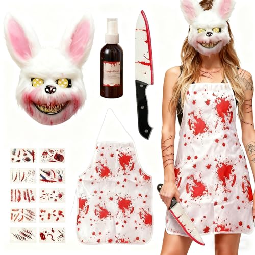 TFSZE Masque Effrayant dHalloween Masque de Lapin Sanglant,C