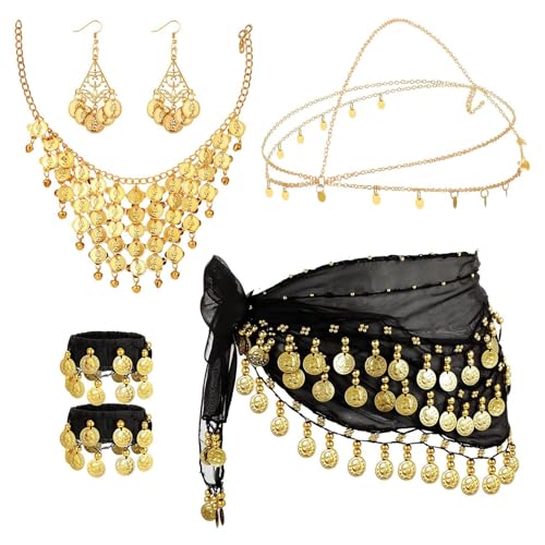 JurciCat 7 Pièces Ceinture Danse Orientale Avec Boucles DOre