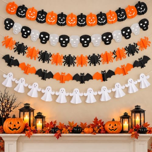 Guirlandes dhalloween en Papier à Suspendre, 5Pcs Halloween 