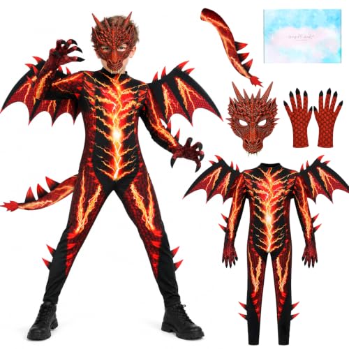 Déguisement Dragon Enfant, Costume Dragon avec Ailes, Masque