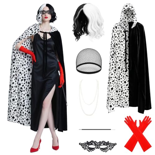 PartAwake Costume de carnaval pour femme avec perruque noire