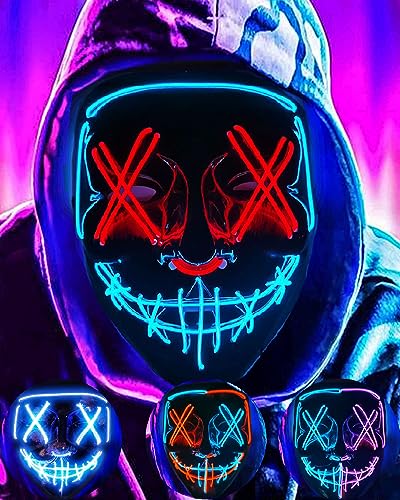 DWTECH LED Masque Halloween – Masques lumineux à LED avec fi