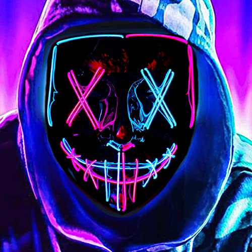 DWTECH LED Masque Halloween – Masques lumineux à LED avec fi