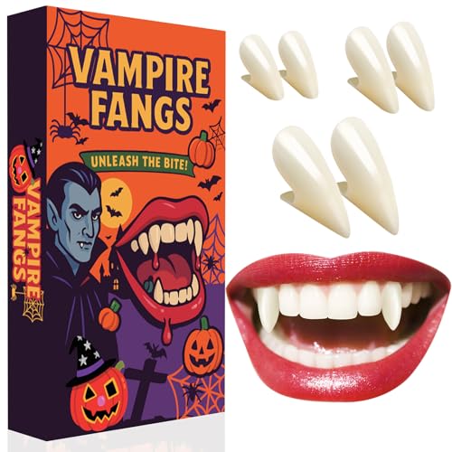 Fausse Dent de Vampire Adulte: 3 Paires Dents Vampire avec P