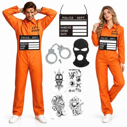 HHDESHSL Déguisement de Prisonnier Orange Adulte pour Hallow