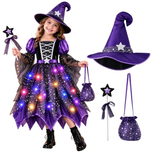 Déguisement Sorcière Fille LED 6-7 ans