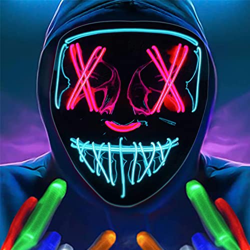 KEKECHAORAN Mascara LED Halloween Mascara Lumières LED Neon 