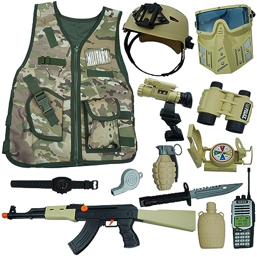 RedCrab Déguisement Militaire Enfant Costume avec Casque Ves