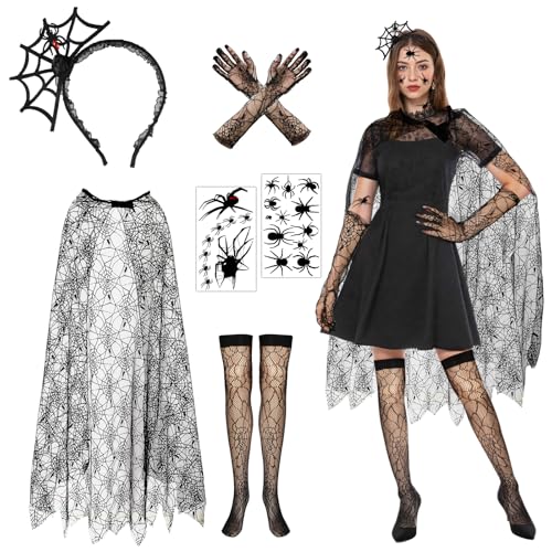 5PCS Halloween Deguisement Araignee Femme, Serre Tete Araign