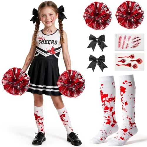 Lozzzyo Déguisement Halloween Pom-pom Girl Zombie pour Fille