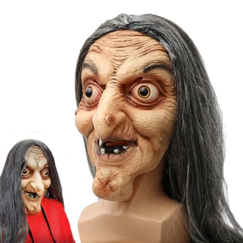 Vieille Masque Sorcière Halloween - Masque Réaliste en Latex