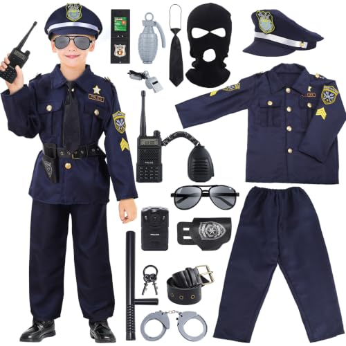 Skirfy Costume de policier pour enfants (16 pièces), déguise