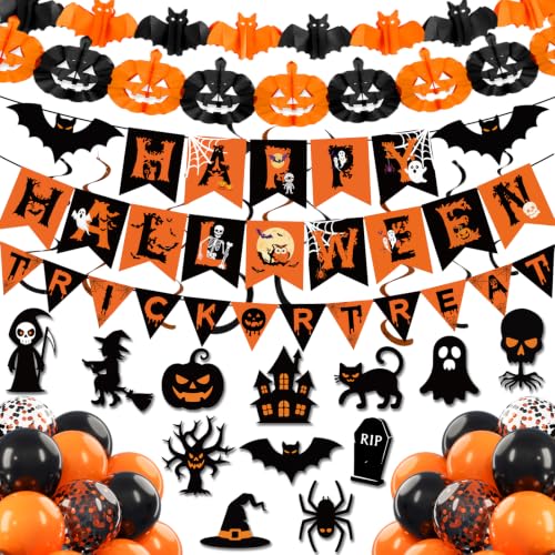 Kit Decoration Halloween Interieur,Automne Bannières Ballons