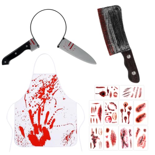 HOWAF Déguisement Boucher, Serre Tete Halloween, Tablier Bou