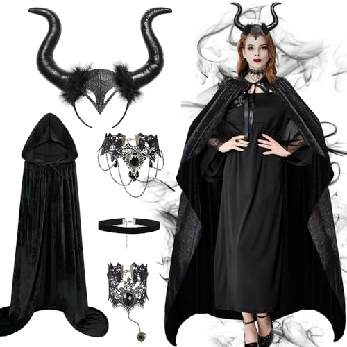 GEEKEO Deguisement Femme Malèficant Carnaval, Costume Malefi