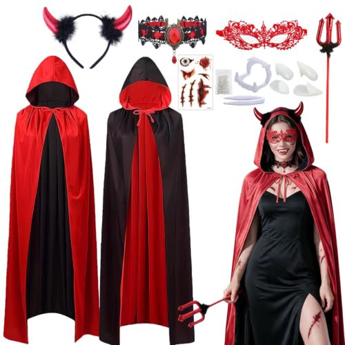 QGKFFOB Halloween Deguisement Femme Diable Accessoires Kit D