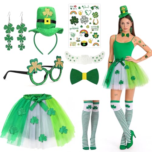 Beipegin Deguisement Saint Patrick Femme Tutu Bandeau Boucle