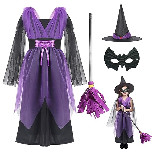 ATOWORLD Costume Deguisement Sorciere Fille Enfant 8 9 ans a