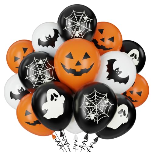 QIFU Ballons Halloween, 12 Pouces Halloween Ballons Orange N