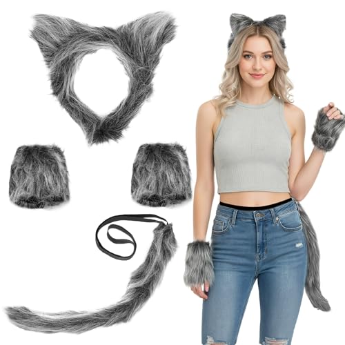 Carreuty Ensemble de 3 pièces de costume de loup - Oreilles 