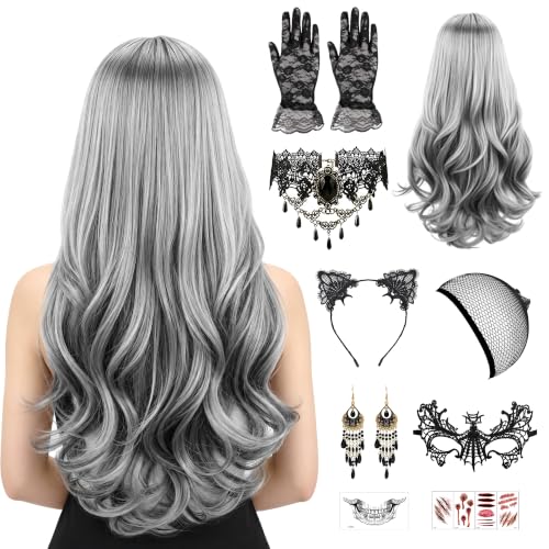 Perruque Halloween Femme, Set De 12 Perruque Grise Halloween