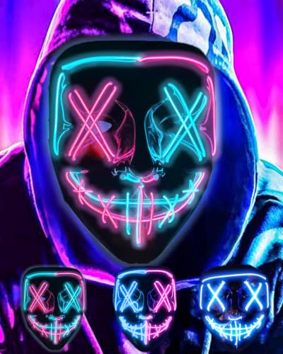 DWTECH LED Masque Halloween – Masques lumineux à LED avec fi